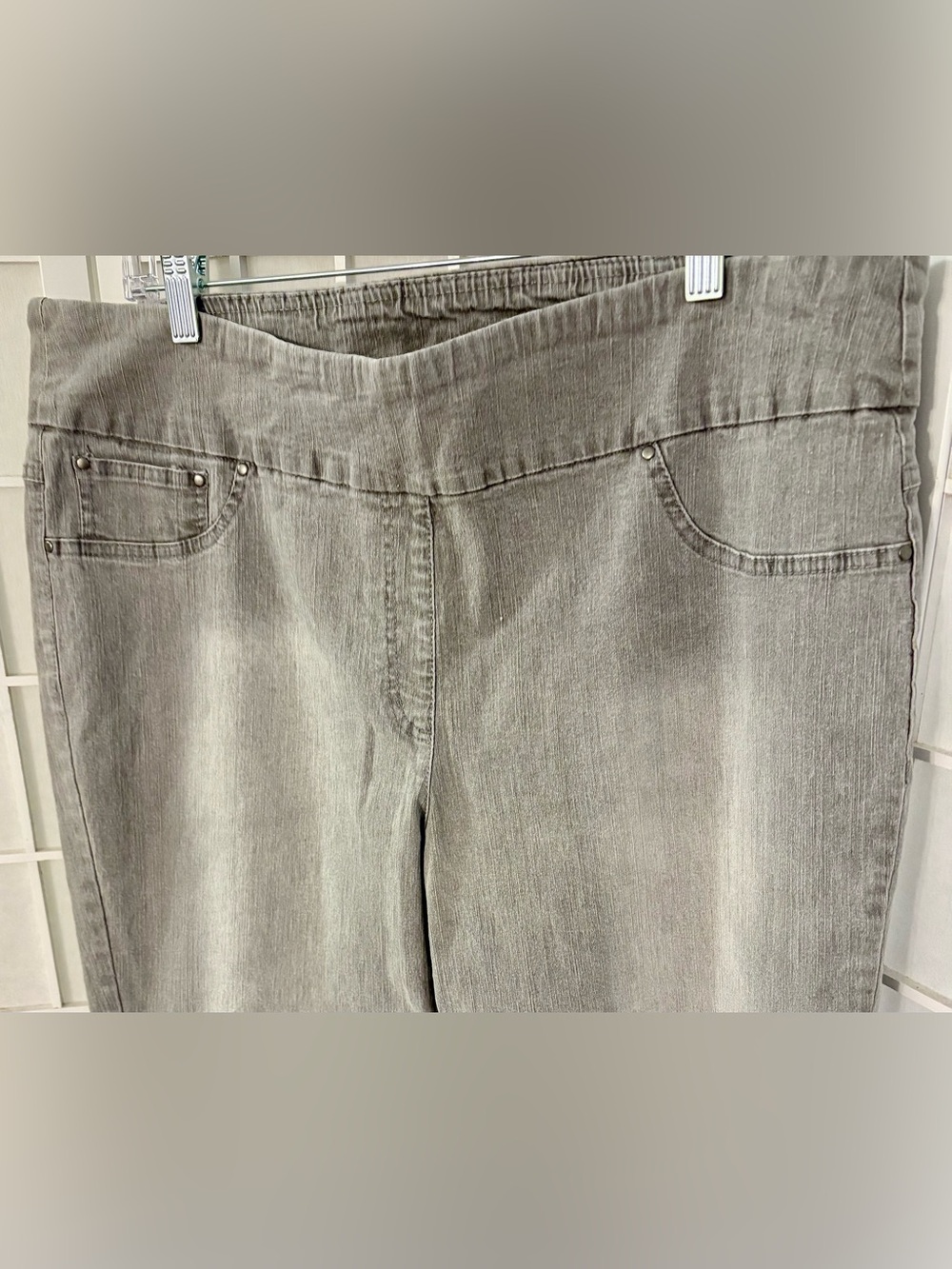 Ruby Rd. Grey Cropped Pull-On Stretch Jeans - Picture 6 of 7